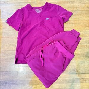 Women's FIGS Magenta Scrub Set